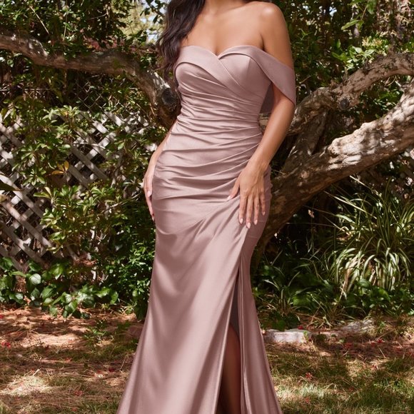 NEW OFF THE SHOULDER party evening Leg Slit Sheath Prom EVENING Dress CD1050 - Picture 7 of 7